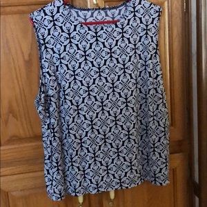 Navy blue and white tank top.